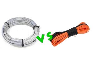 Comparison of synthetic winch cable and steel winch cable