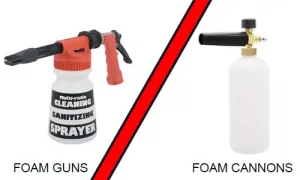 What is the difference between foam cannons and foam guns?