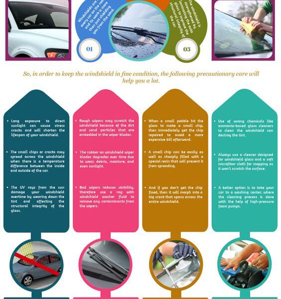how to take care of windshield infographics